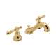 C-Spout Widespread Lavatory Faucet with Classic Metal Lever in Italian Brass