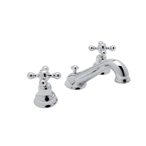 C-Spout Widespread Lavatory Faucet with Cross Handles in Polished Chrome