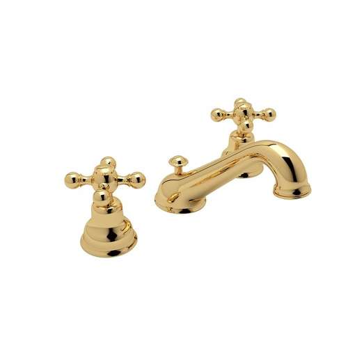 C-Spout Widespread Lavatory Faucet with Cross Handles in Italian Brass