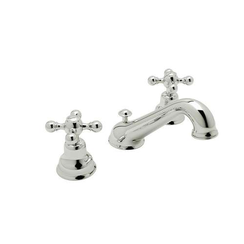 C-Spout Widespread Lavatory Faucet with Cross Handles in Polished Nickel