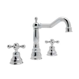 Column Spout Widespread Lavatory Faucet Cross Handles Pop-Up and 7-1/8