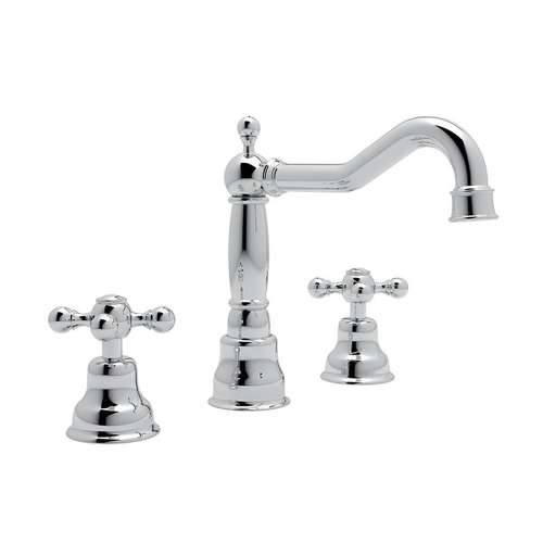 Column Spout Widespread Lavatory Faucet Cross Handles Pop-Up and 7-1/8