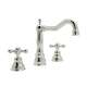 Column Spout Widespread Lavatory Faucet Cross Handles Pop-Up and 7-1/8