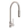 Side Lever Handle Pull-Down High Spout Kitchen Faucet In Satin Nickel