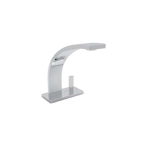 High Neck Single Lever Deck Mount Lavatory Faucet with Metal Lever in Polished Chrome