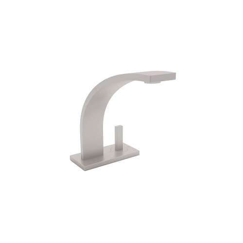 High Neck Single Lever Deck Mount Lavatory Faucet with Metal Lever in Satin Nickel