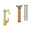Edwardian Column Spout Kitchen Faucet With Metal Lever Handle And Triflow Filter In English Gold