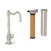 Column Spout Filter Faucet Kit With Mini Porcelain Lever Handle In Polished Nickel