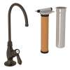 C-Spout Filter Faucet Kit With Mini Metal Lever Handle In Tuscan Brass