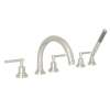 5-Hole Deck Mount Tub Filler with Metal Lever C-Spout in Polished Nickel
