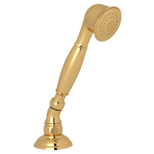 Deck Mount Metal Handshower with Hose and Escutcheon in Italian Brass