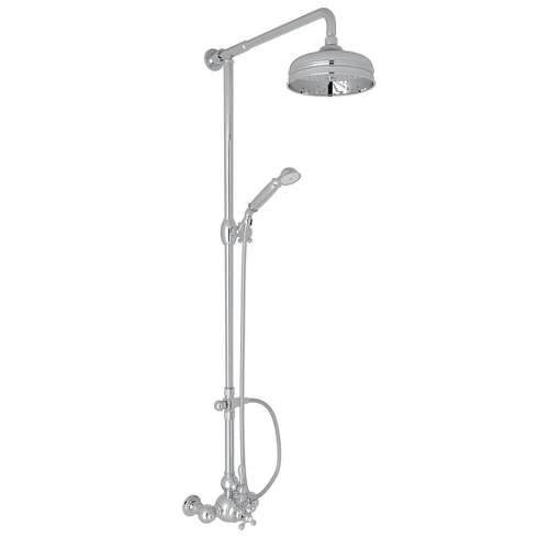 Exposed Wall Mount Thermostatic Shower with Classic Metal Lever and Volume Control