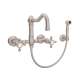 Wall Mount Column Spout Bridge Kitchen Faucet With Sidespray And Cross Handle In Satin Nickel