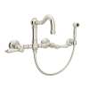 Wall Mount Column Spout Bridge Kitchen Faucet With Sidespray And Metal Lever Handle In Polished Nickel