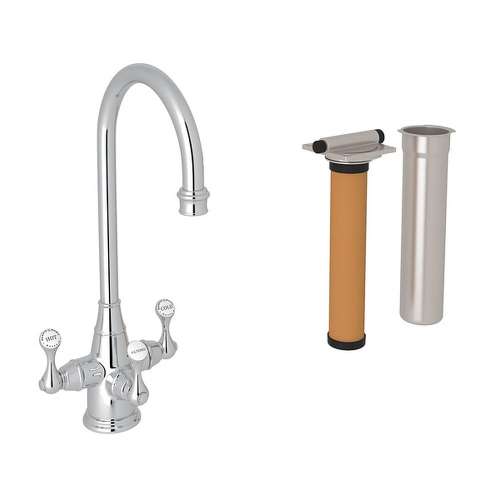 Georgian Era Filtration 3-Lever Bar/Food Prep Faucet Kit With Triflow Filter In Polished Chrome