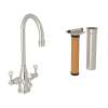 Georgian Era Filtration 3-Lever Bar/Food Prep Faucet Kit With Triflow Filter In Polished Nickel
