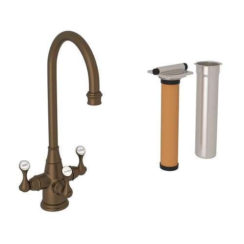 Georgian Era Filtration 3-Lever Bar/Food Prep Faucet Kit With Triflow Filter In English Bronze