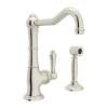 Single Hole Column Spout Bar/Food Prep Faucet With Sidespray With Metal Lever Handle In Polished Nickel
