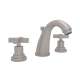 C-Spout Widespread Lavatory Faucet with Cross Handles and Pop-Up in Satin Nickel