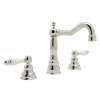 Column Spout Widespread Lavatory Faucet Ornate White Porcelain Levers Pop-Up and 7-1/8