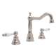 Column Spout Widespread Lavatory Faucet Ornate White Porcelain Levers Pop-Up and 7-1/8