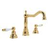 Column Spout Widespread Lavatory Faucet Ornate White Porcelain Levers Pop-Up and 7-1/8