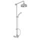 Exposed Wall Mount Thermostatic Shower with Ornate White Porcelain Lever and Volume Control in Polished Chrome