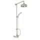 Exposed Wall Mount Thermostatic Shower with Ornate White Porcelain Lever and Volume Control in Polished Nickel