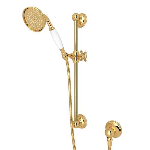 1300EIB Single-Function Anti-Cal Handshower/Hose/Bar/Outlet Set in Italian Brass