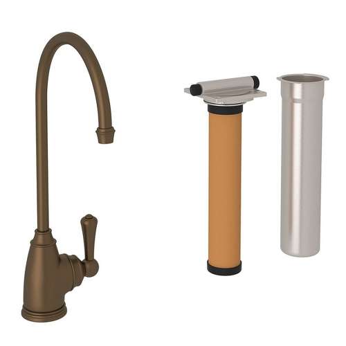 Georgian Era C-Spout Filter Faucet With Metal Lever In English Bronze