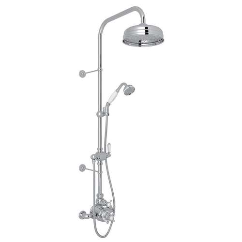 Perrin and Rowe Edwardian U.KIT1NX-APC Thermostatic Shower Package with Cross Handle in Polished Chrome