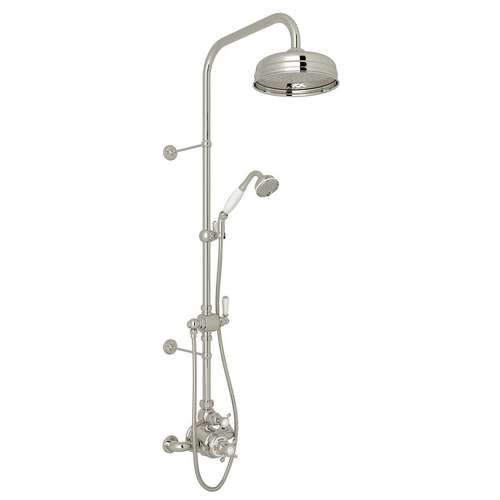 Perrin and Rowe Edwardian U.KIT1NX-PN Thermostatic Shower Package with Cross Handle in Polished Nickel