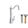 Edwardian Column Spout Kitchen Faucet With Metal Lever Handle And Triflow Filter In Unlacquered Brass