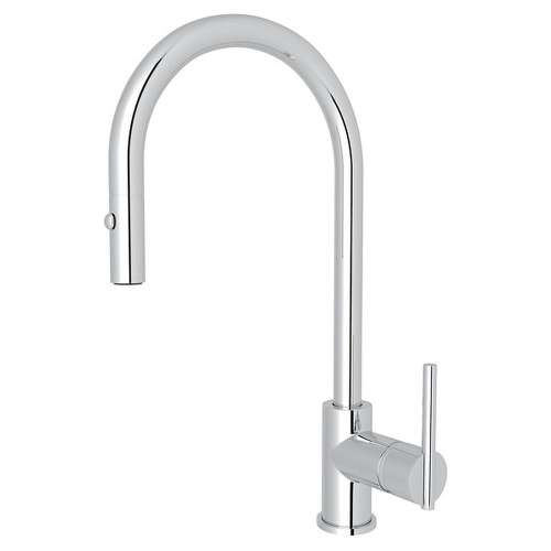 Pull-Down Side Lever Kitchen Faucet With Metal Lever Handle In Polished Chrome