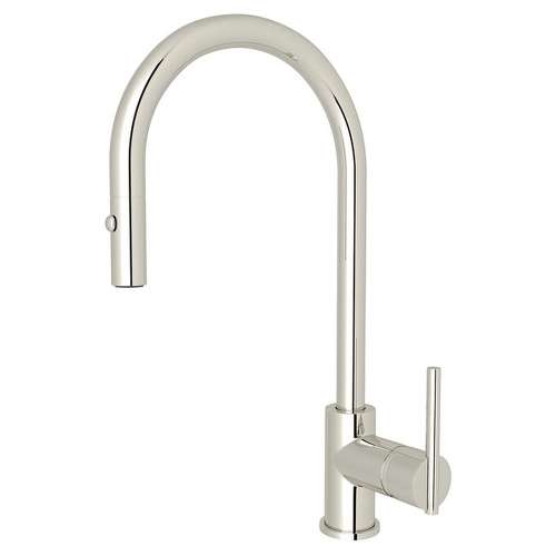 Pull-Down Side Lever Kitchen Faucet With Metal Lever Handle In Polished Nickel