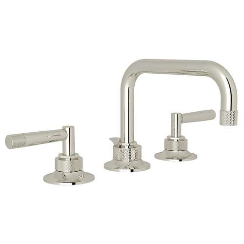 U-Spout Widespread Lavatory Faucet with Metal Lever and 6-11/16