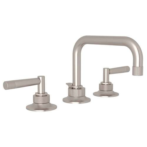 U-Spout Widespread Lavatory Faucet with Metal Lever and 6-11/16