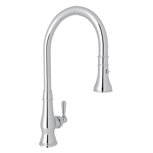 Italian Kitchen Patrizia A3420LMAPC-2 Pull-Down Kitchen Faucet With Metal Lever Handle In Polished Chrome