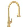 Italian Kitchen Patrizia A3420LMIB-2 Pull-Down Kitchen Faucet With Metal Lever Handle In Italian Brass