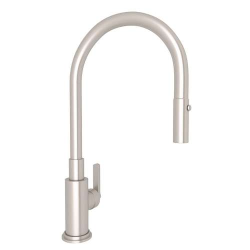 Pull-Down Kitchen Faucet With Metal Lever Handle In Satin Nickel