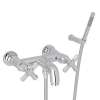 Wall Mount Exposed Tub Set with Cross Handle Handshower in Polished Chrome