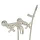 Wall Mount Exposed Tub Set with Cross Handle Handshower in Polished Nickel