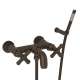 Wall Mount Exposed Tub Set with Cross Handle Handshower in Tuscan Brass