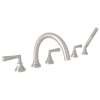 5-Hole Deck Mount Tub Filler with Metal Lever in Satin Nickel