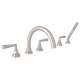 5-Hole Deck Mount Tub Filler with Metal Lever in Satin Nickel