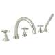 5-Hole Deck Mount Tub Filler with Cross Handle in Polished Nickel