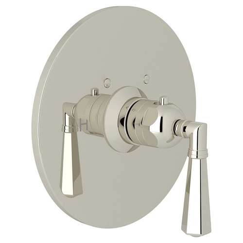 San Giovanni A4923LMPN Thermostatic Trim Plate with Metal Lever and without Volume Control in Polished Nickel
