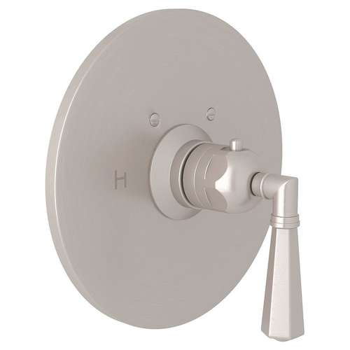 San Giovanni A4923LMSTN Thermostatic Trim Plate with Metal Lever and without Volume Control in Satin Nickel
