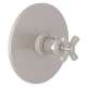 San Giovanni A4923XMSTN Thermostatic Trim Plate with Cross Handle and without Volume Control in Satin Nickel