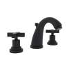 C-Spout Widespread Lavatory Faucet with Cross Handles and Pop-Up in Matte Black